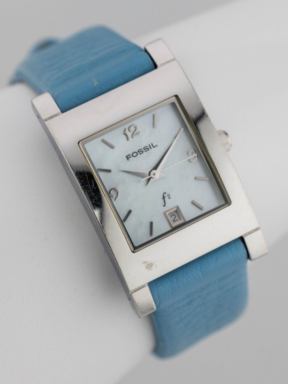 FOSSIL F2 ES-9756 Blue Mother of Pearl Quartz Analog Women's Watch Fresh Battery